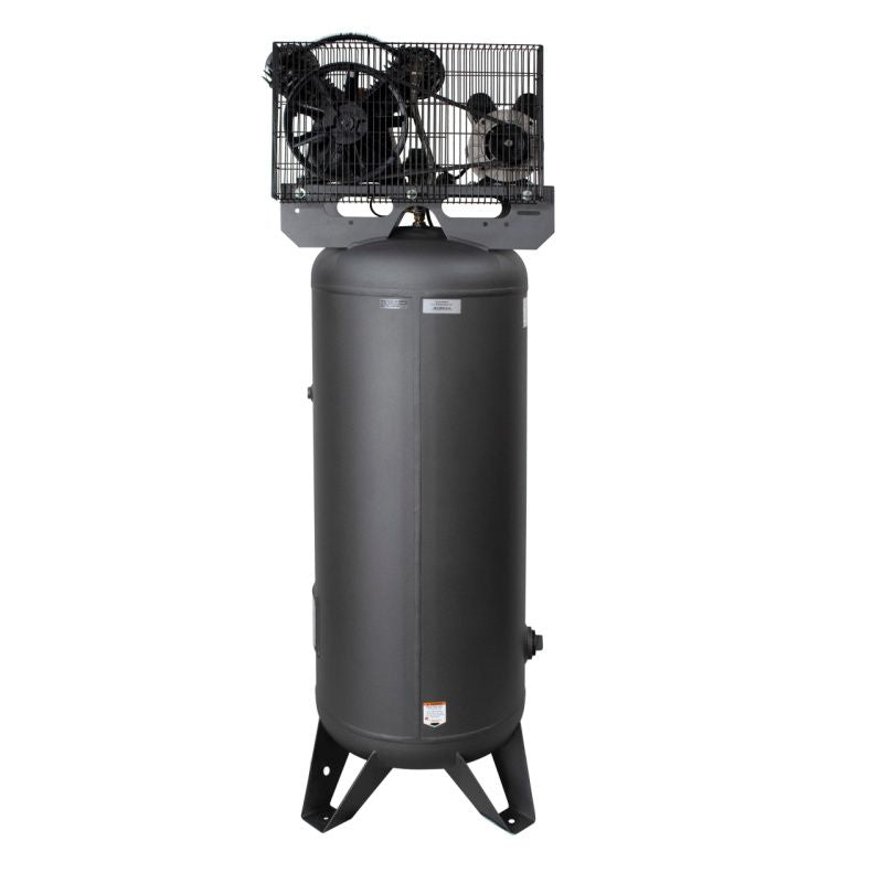 California Air Tools 60037BD heavy duty belt driven 3.7hp 60 gallon air compressor rear view showing the belt driven pump system