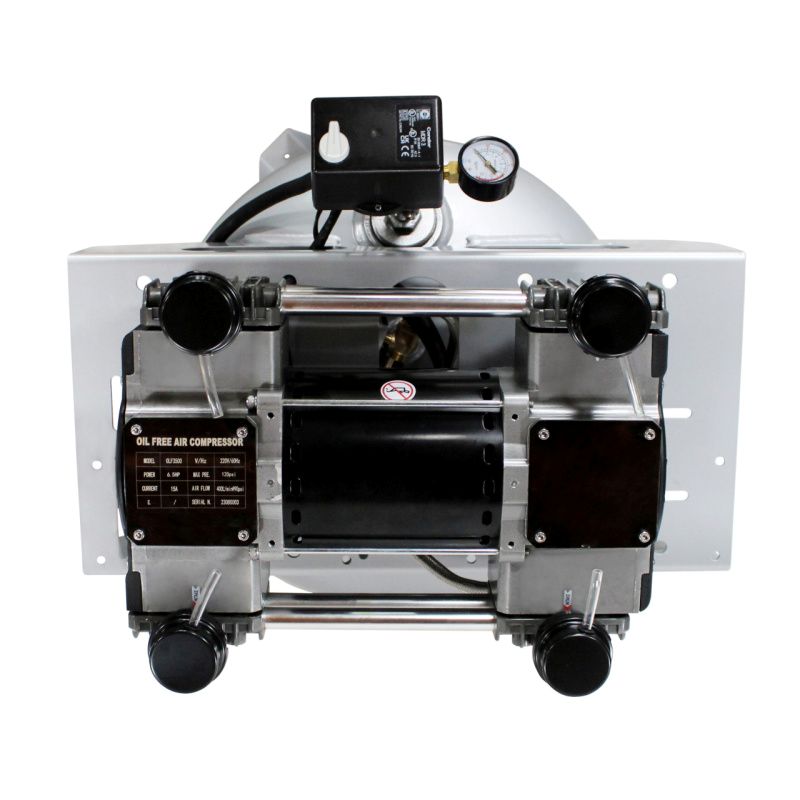 California Air Tools 60065C Ultra Quiet Oil-Free 6.5hp 60 Gallon Air Compressor top view showing the control switch and pressure gauge
