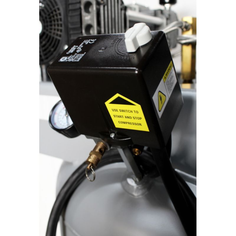 California Air Tools 80060C Ultra Quiet Oil-Free 6hp 80 Gallon Air Compressor control switch and pressure gauge