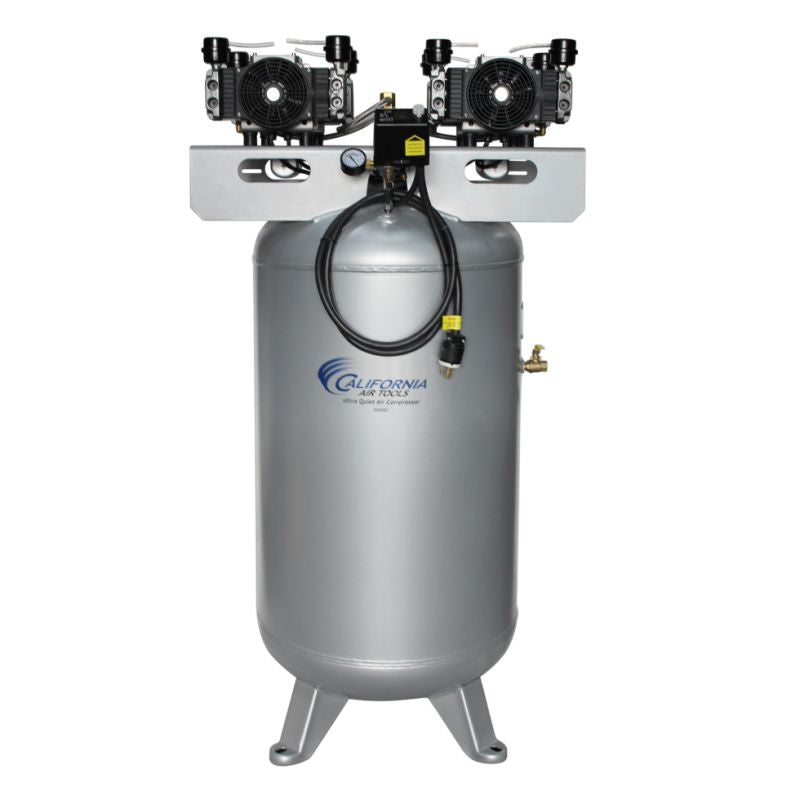 California Air Tools 80060C Ultra Quiet Oil-Free 6hp 80 Gallon Air Compressor front view showing power cable and plug