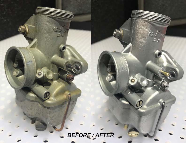 Before and After look at a part that was run through Raptor Blaster's slurry blasting cabinet