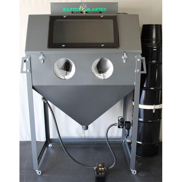 Raptor Blaster RB4226 Sand Blasting Cabinet Front View With The RB100DC Dust Collector